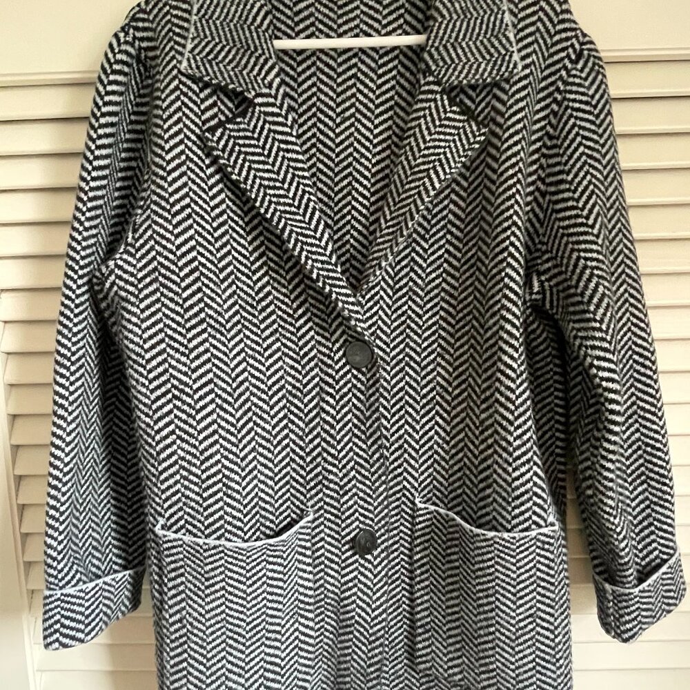 John + Jenn long cardigan dark navy or black and lighter blue size large